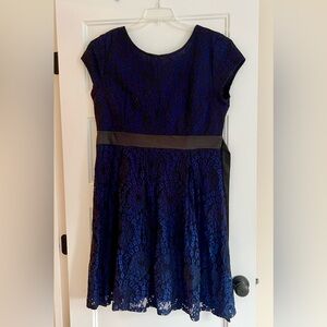 Miusol Blue Lace Overlay Dress Womens Size Large Extra Large Cap Sleeve